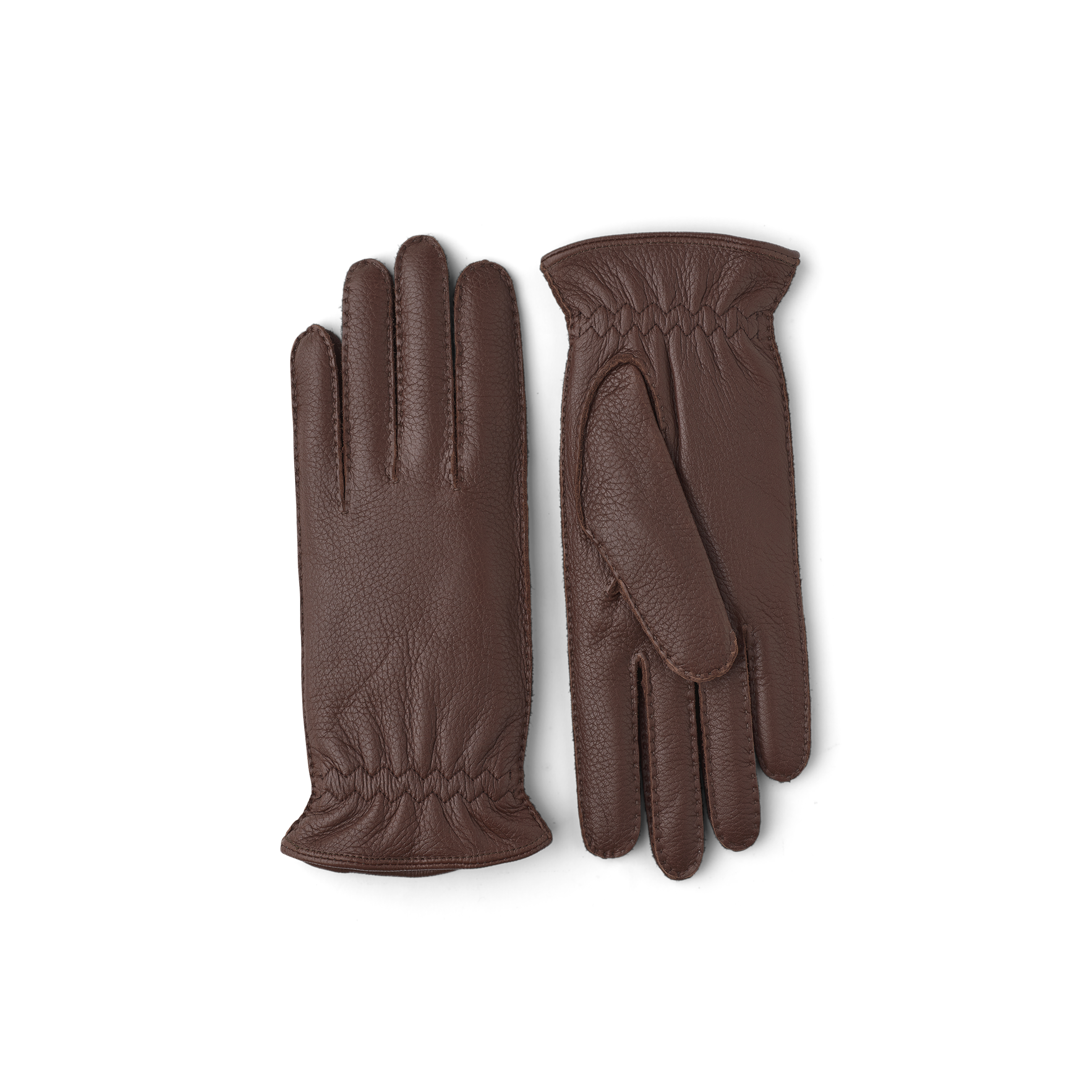 Brun handsydd handske i älgskinn
