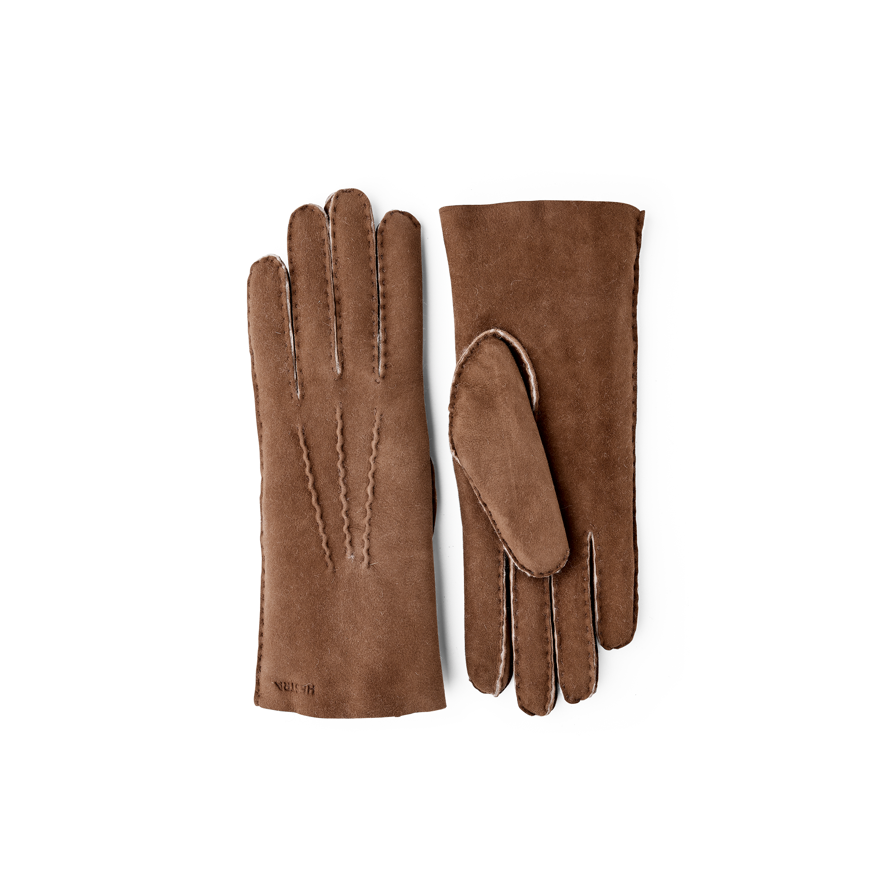 Brun handsydd pälsmockahandske