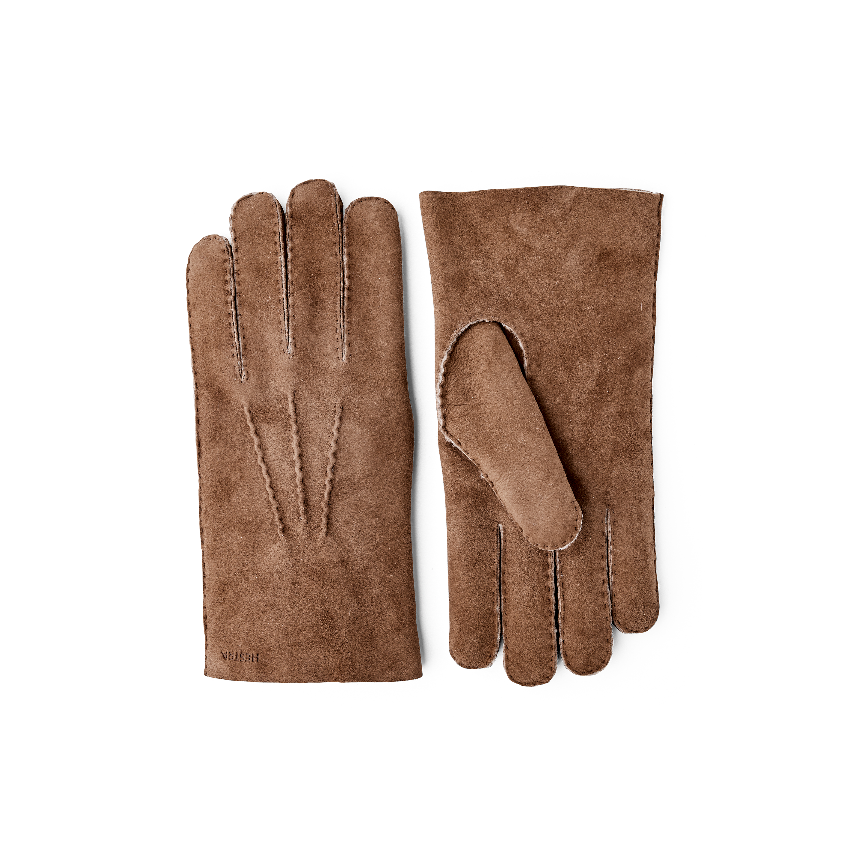 Brun handsydd pälsmockahandske