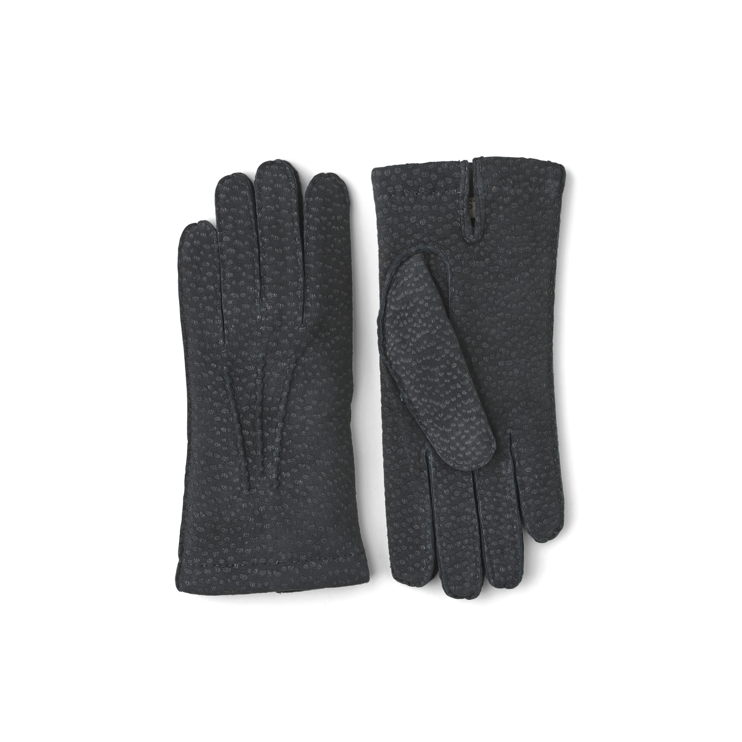 Grå handsydd handske i carpincho nubuck