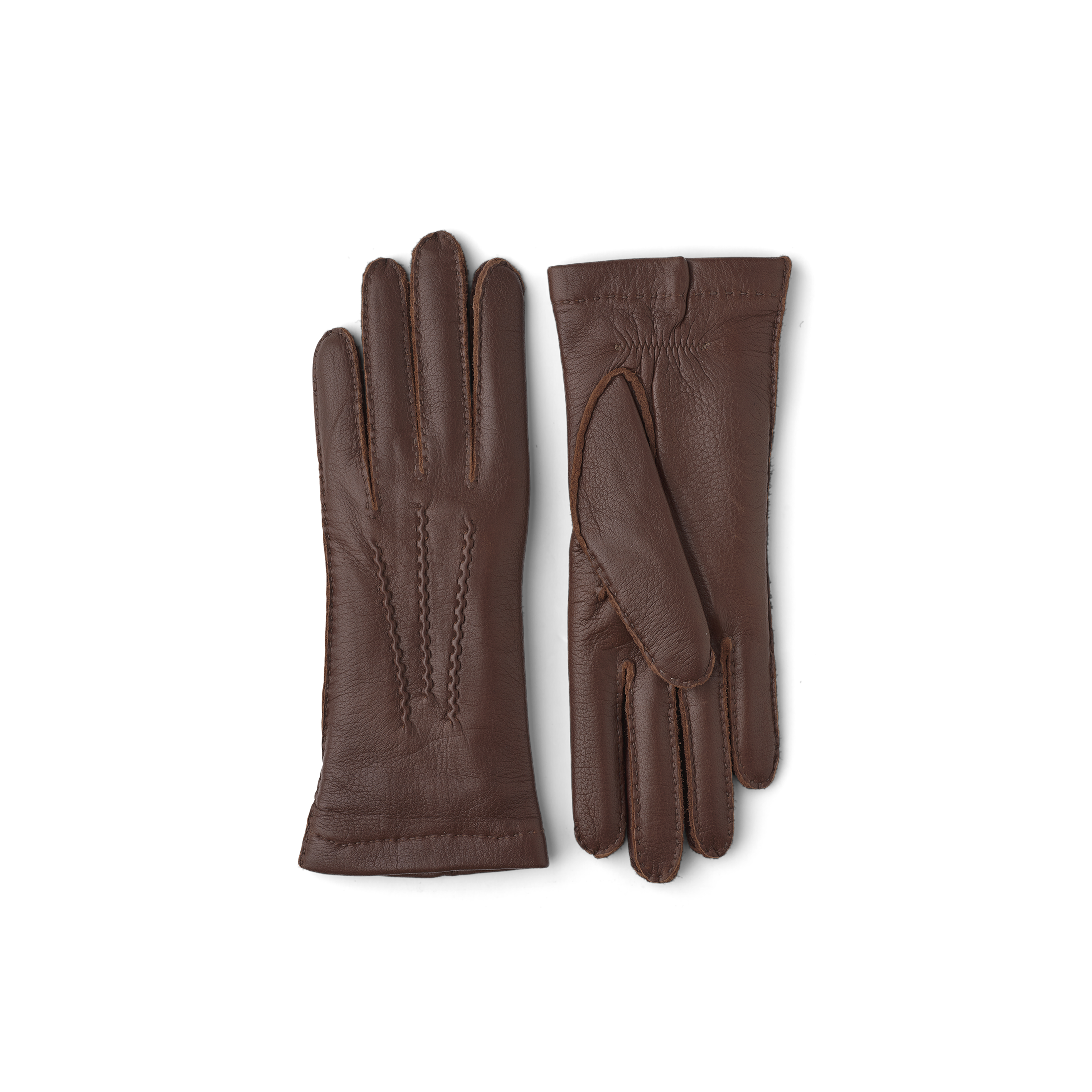 Brun handsydd handske i älgskinn