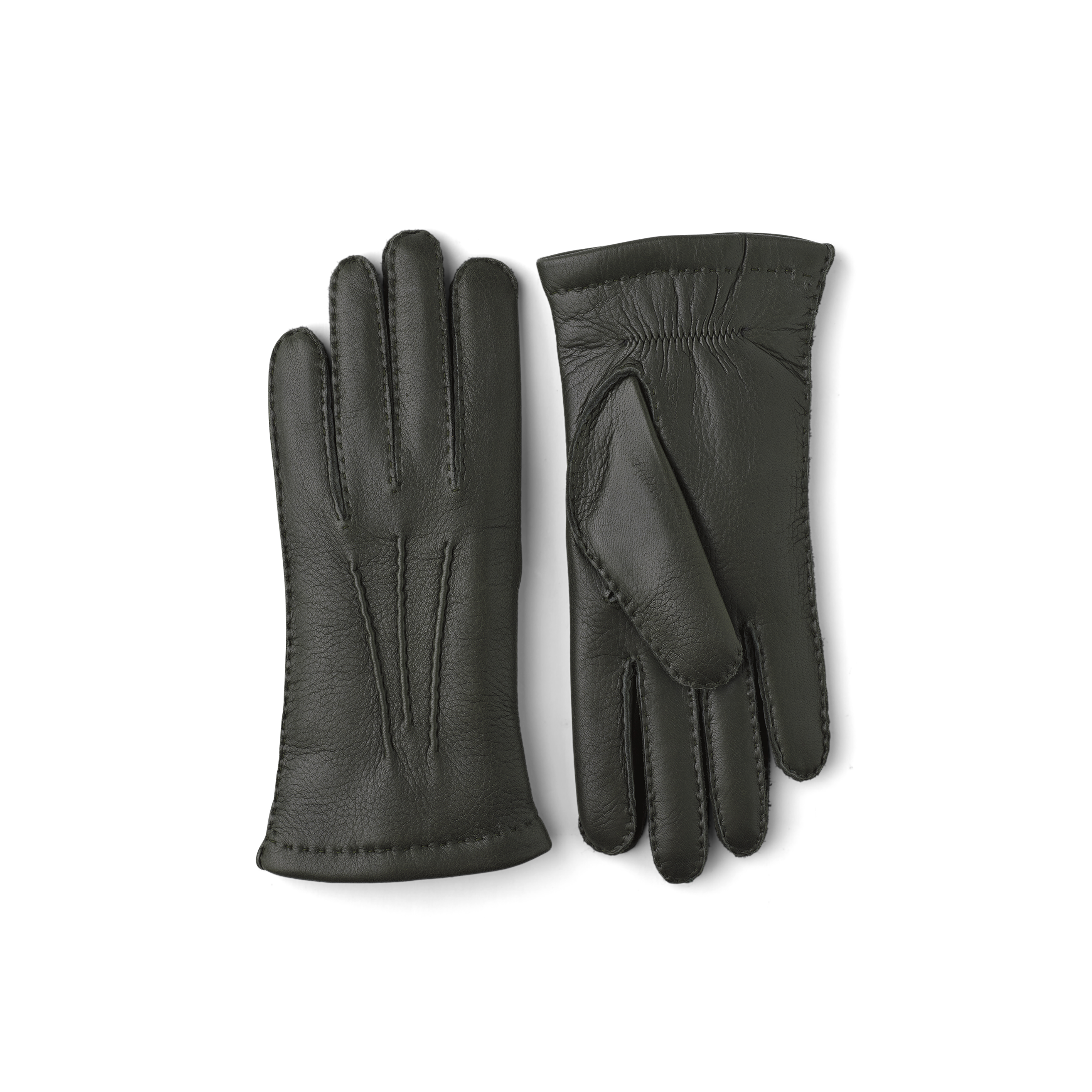 Mörkgrön handsydd handske i älgskinn
