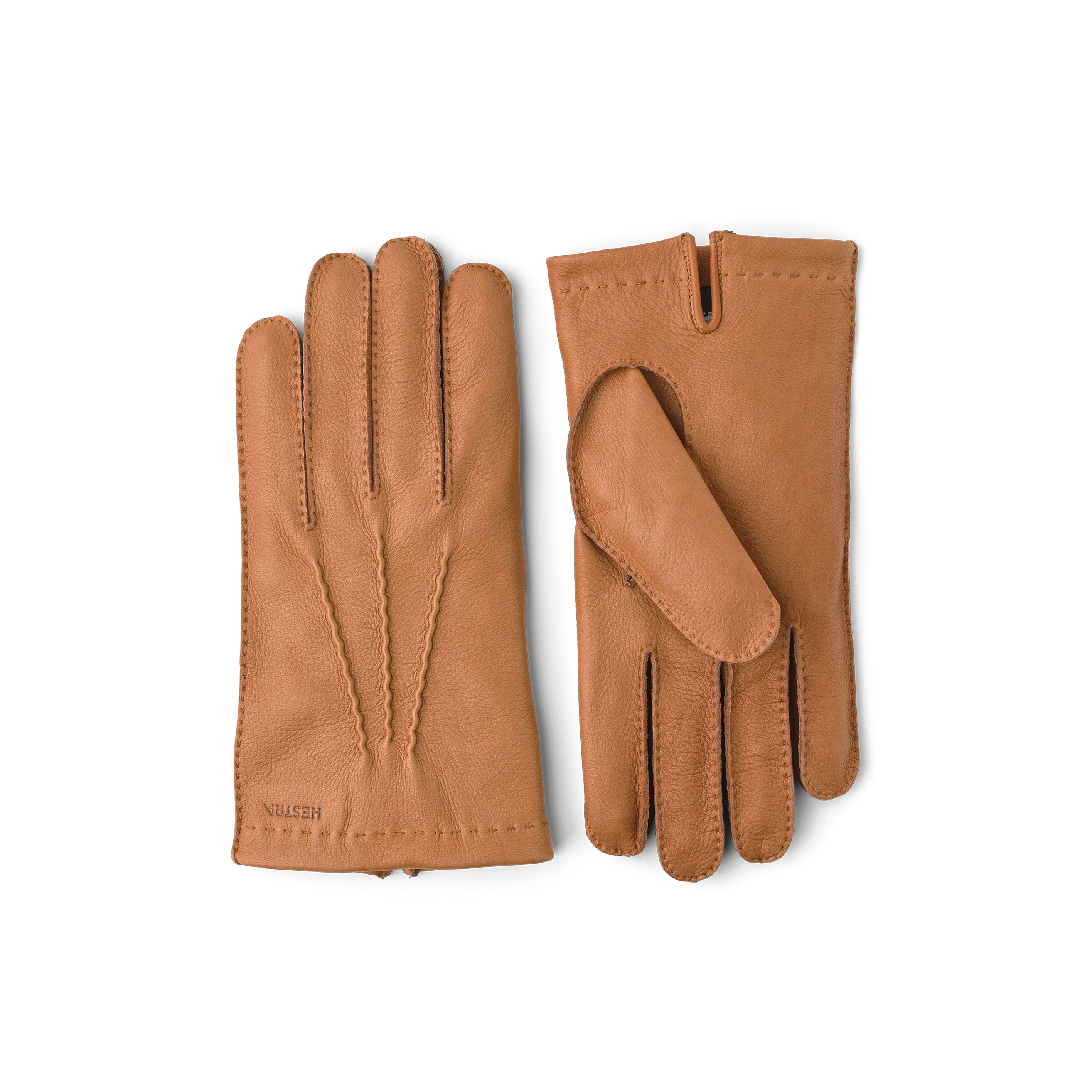 Ljusbrun handsydd handske i hjortskinn
