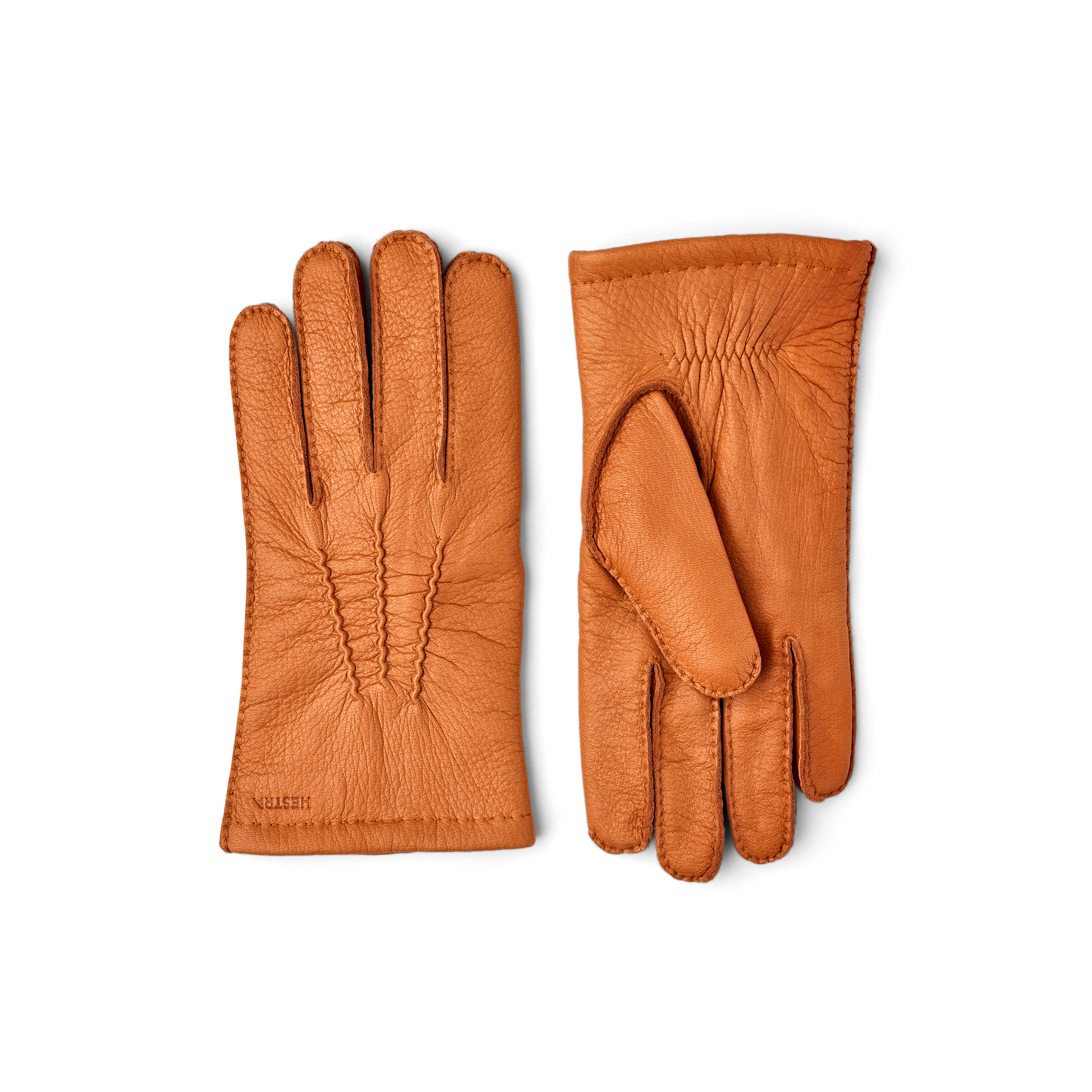 Ljusbrun handsydd handske i hjortskinn
