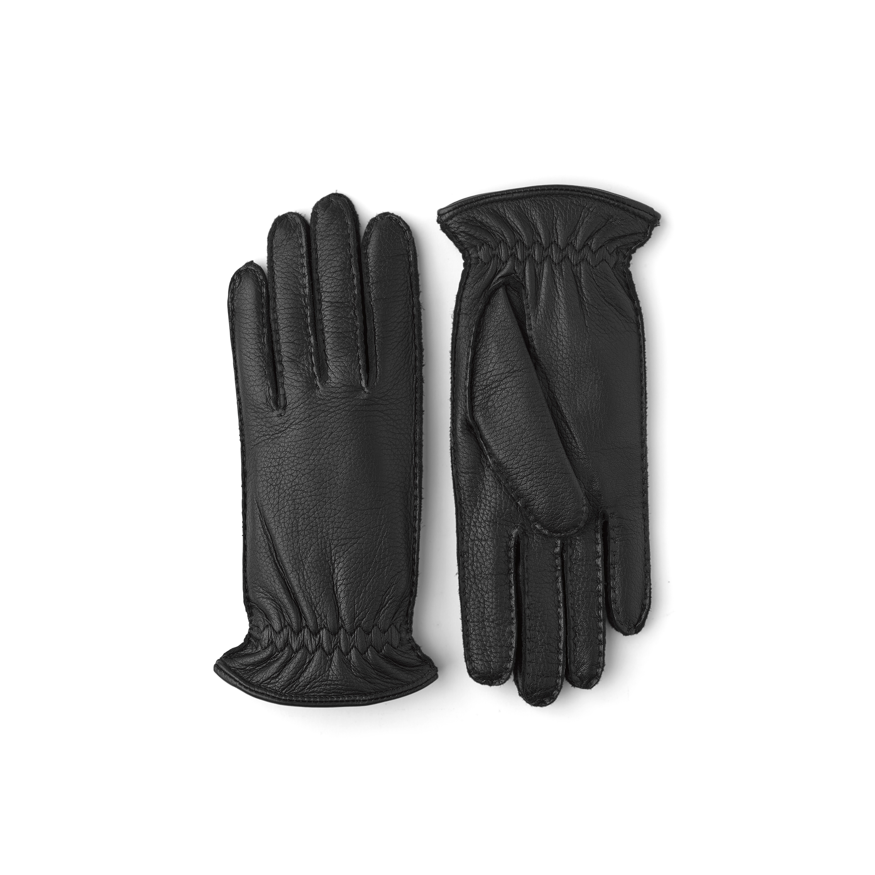 Svart handsydd handske i älgskinn