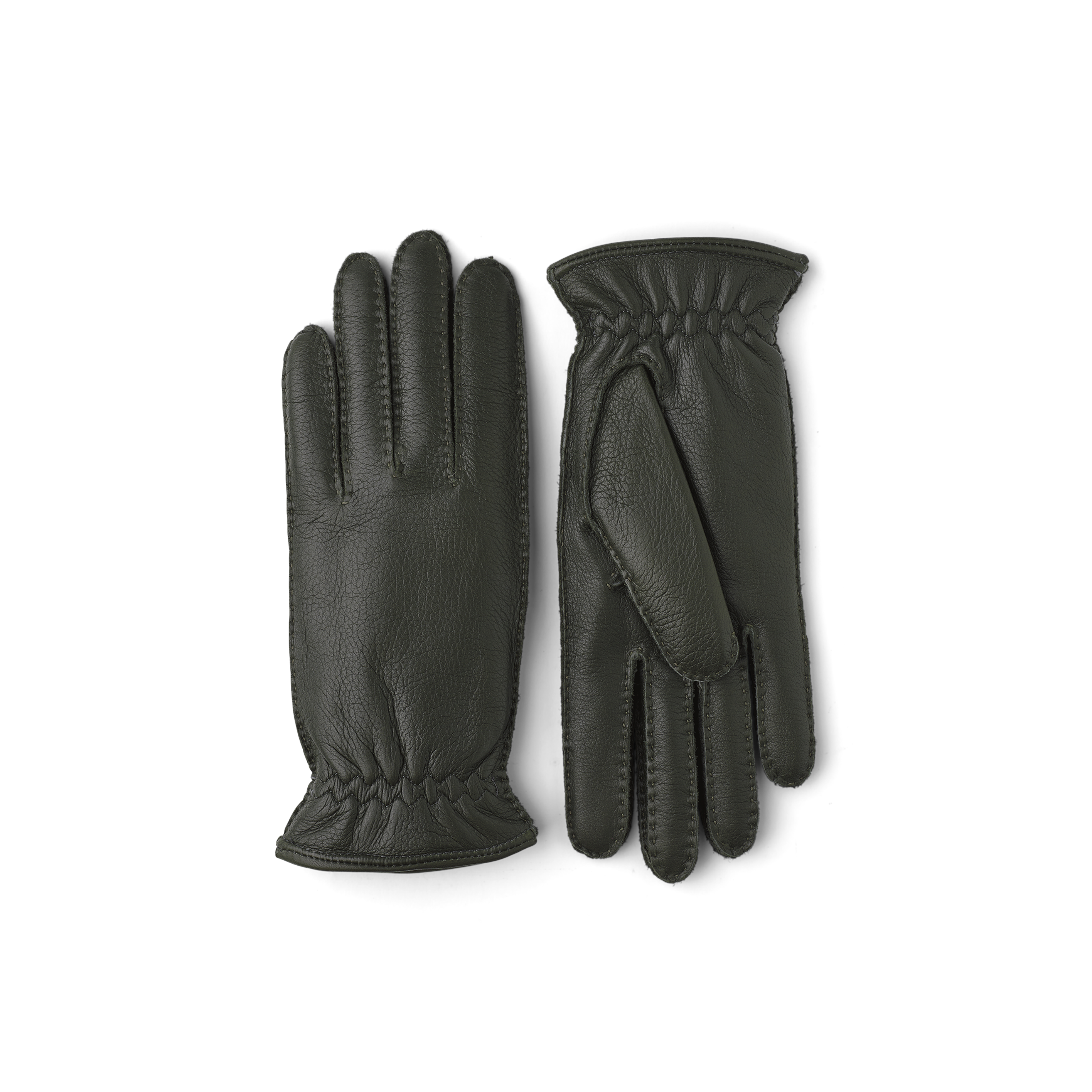 Mörkgrön handsydd handske i älgskinn