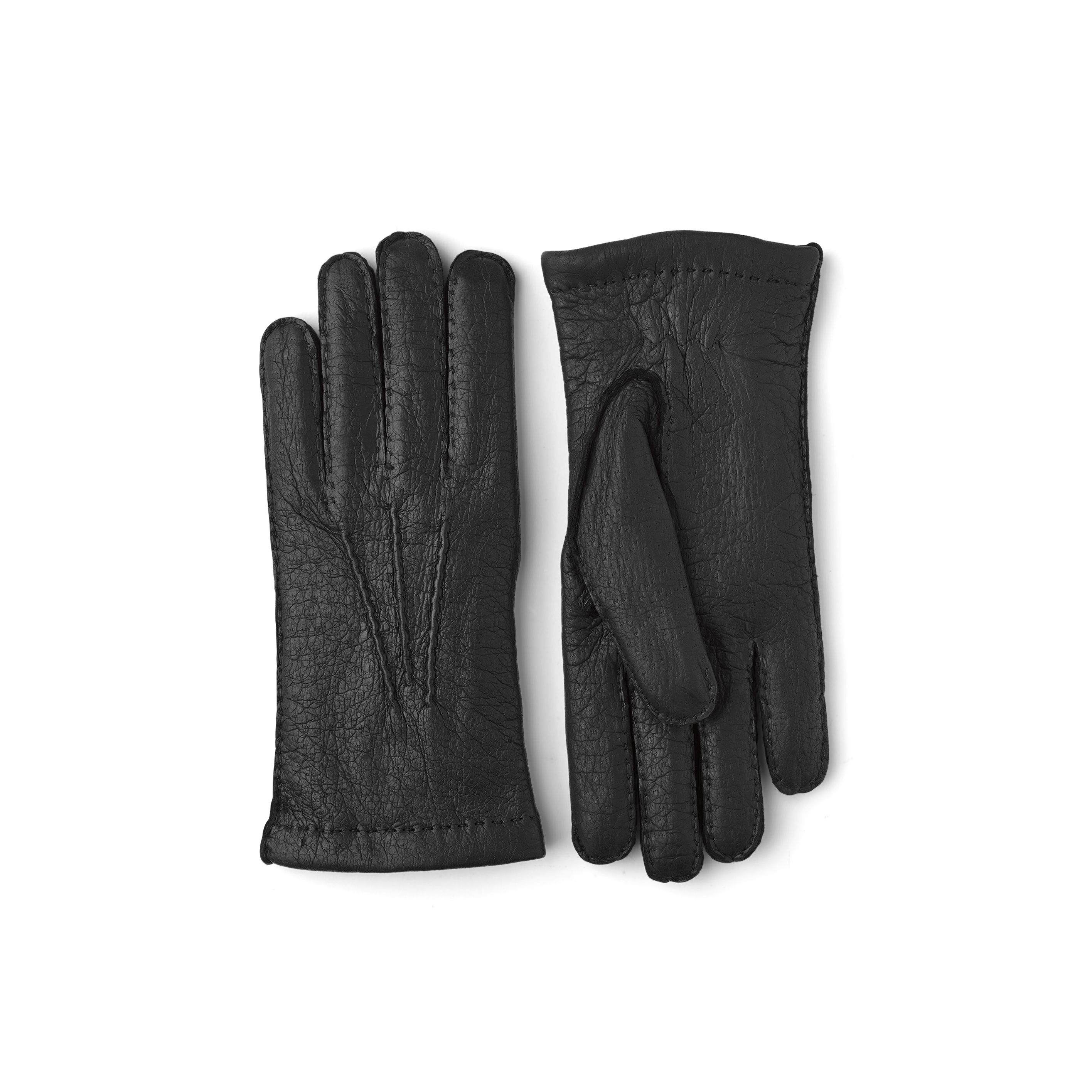Svart handsydd skinnhandske i peccary