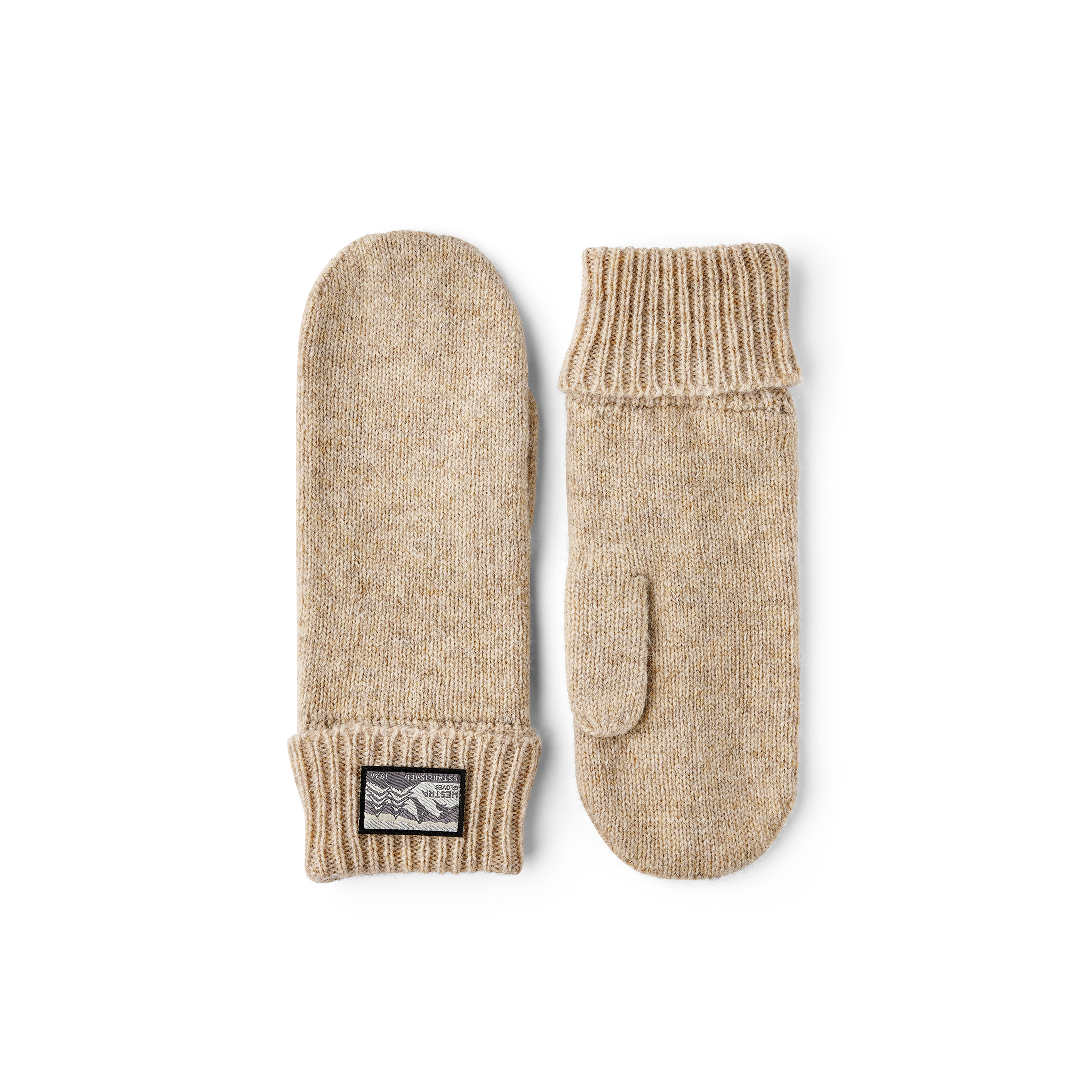 Beige tumvante i melerat ullgarn