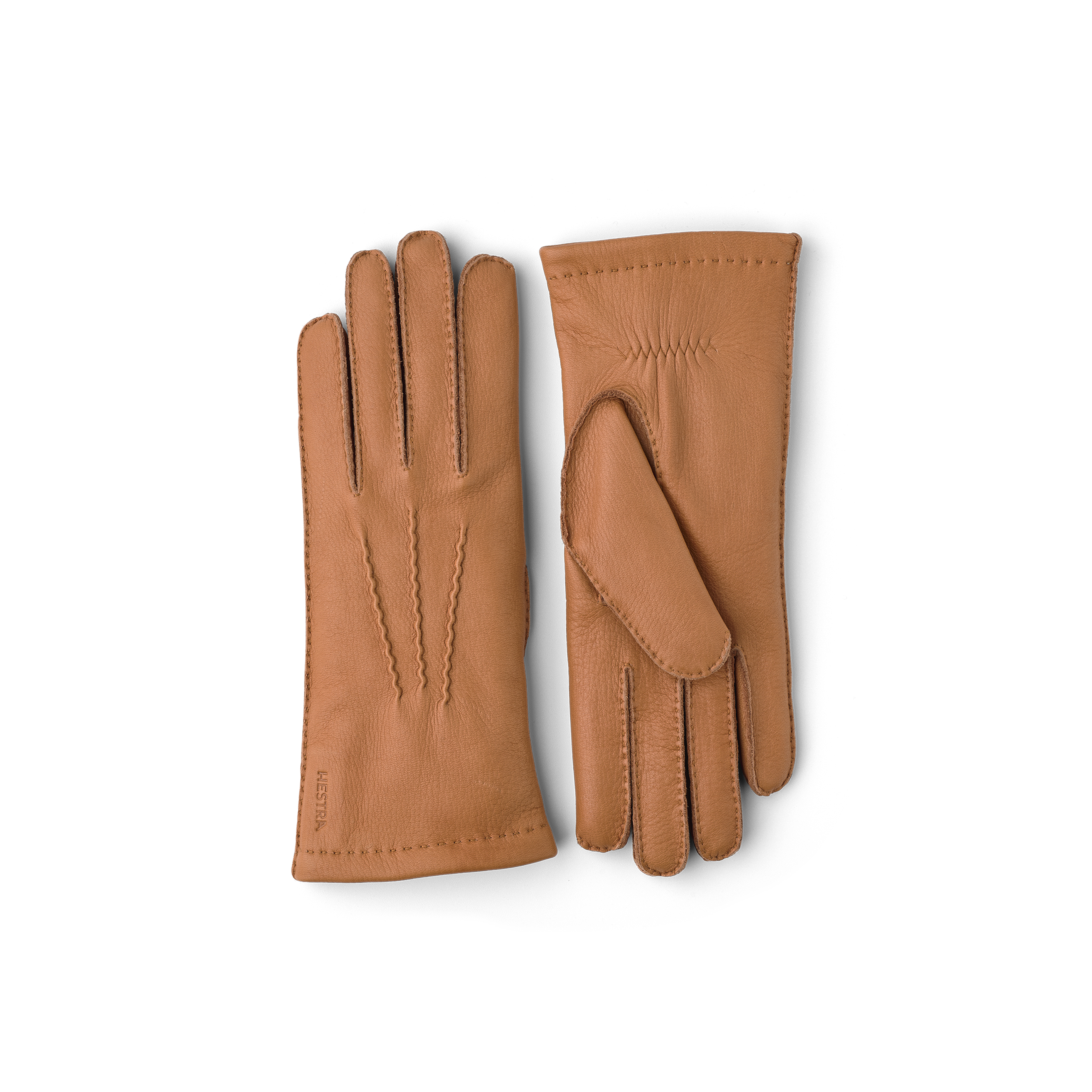 Ljusbrun handsydd skinnhandske i hjortskinn