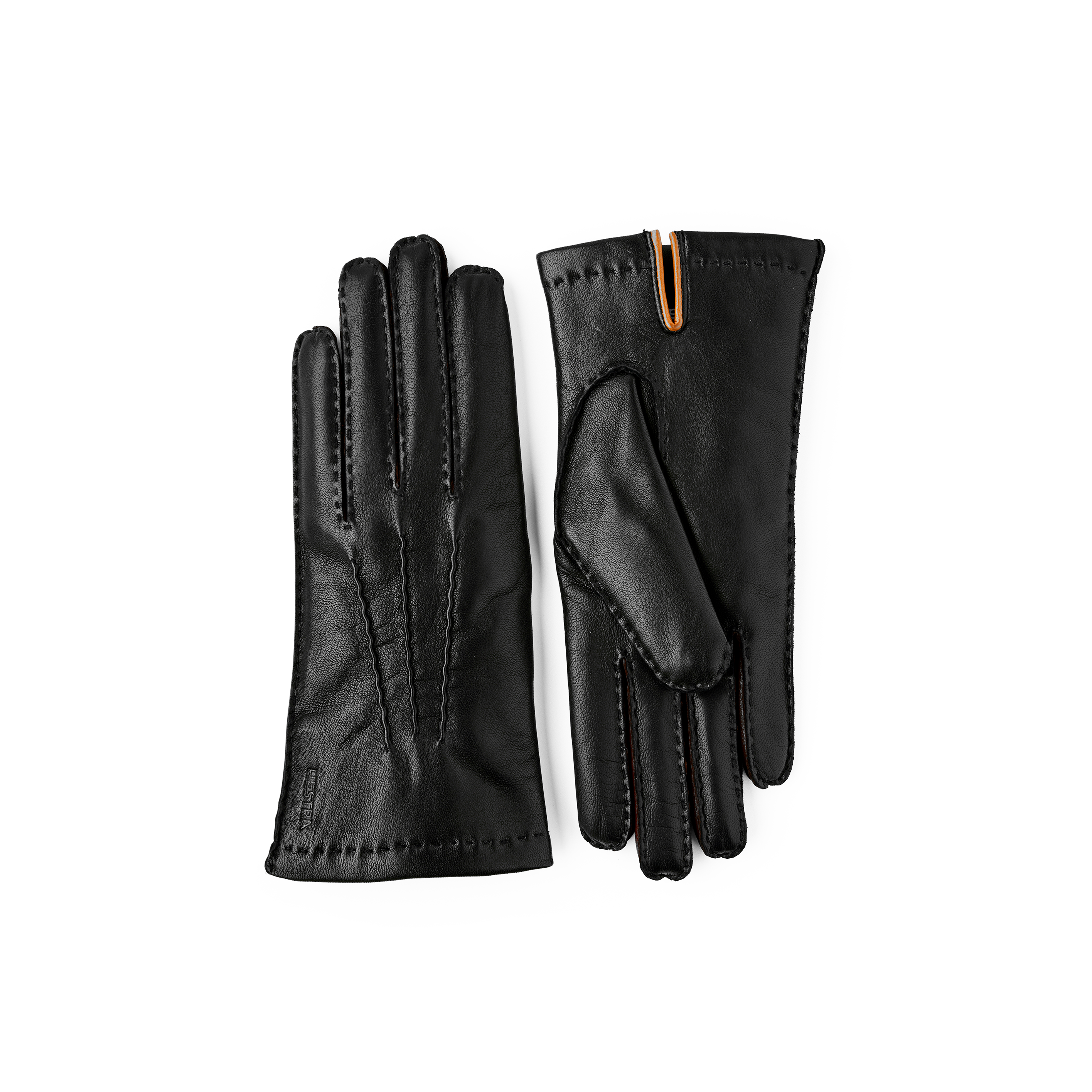 Mörklila handsydd skinnhandske i lammnappa