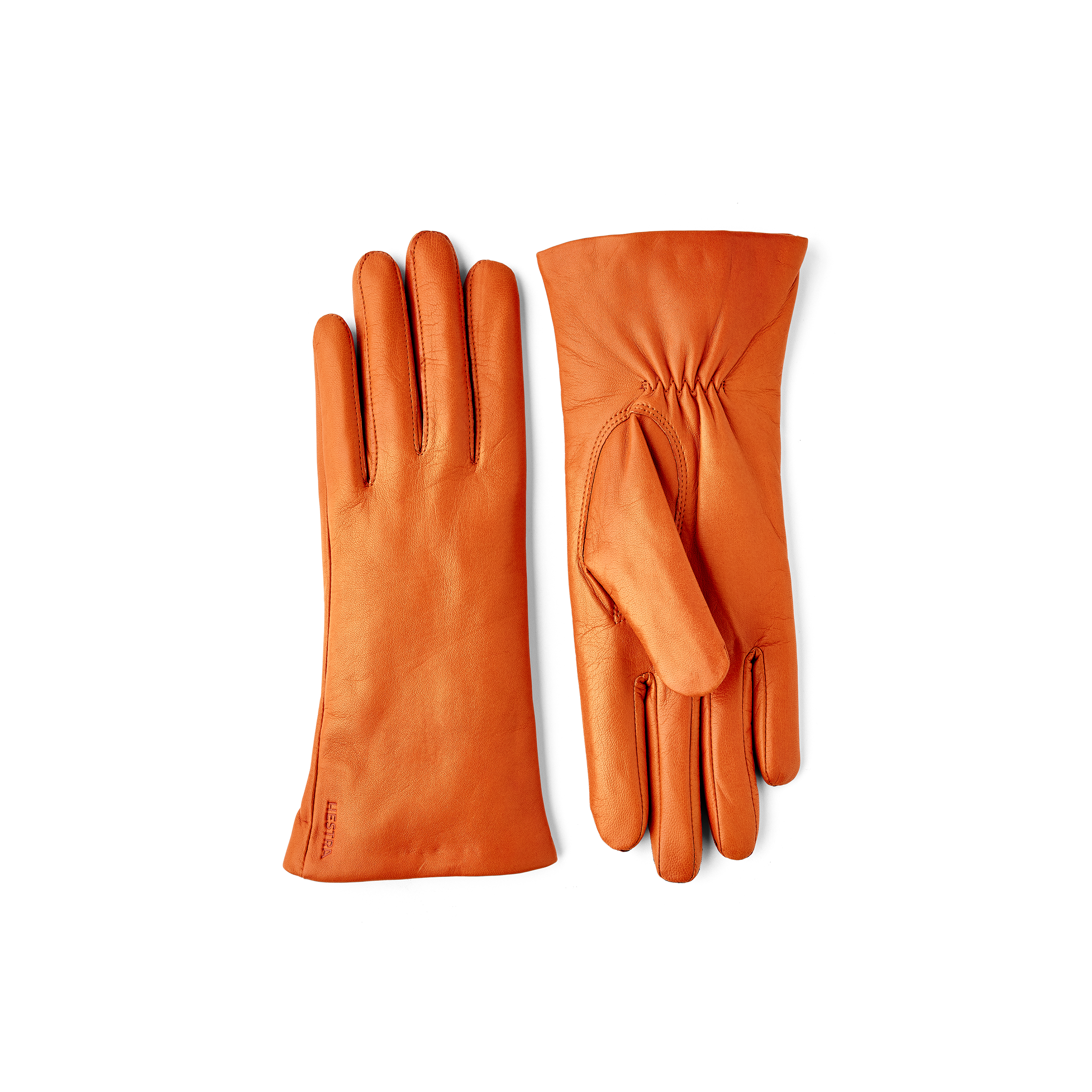 Mörklila maskinsydd skinnhandske i lammnappa