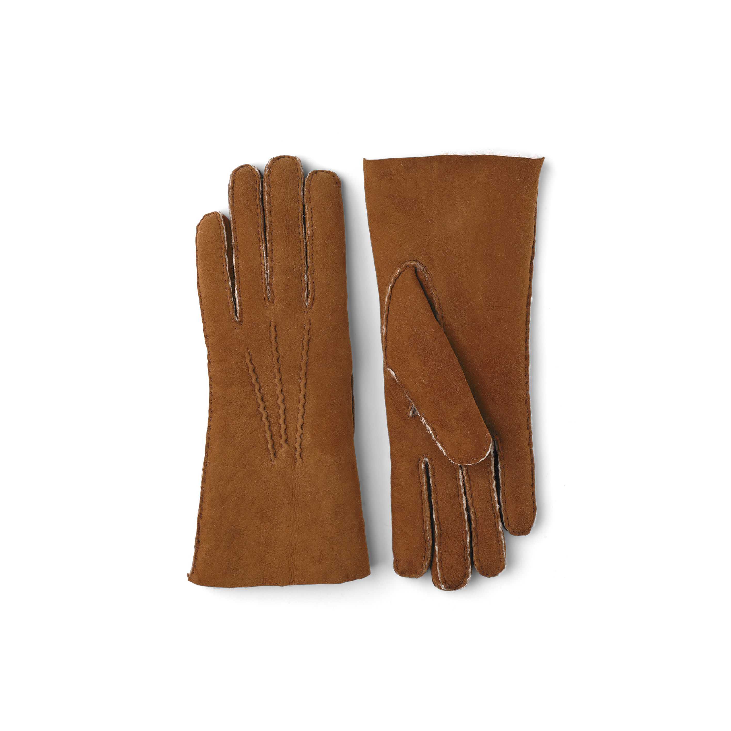 Ljus brungul handsydd pälsmockahandske