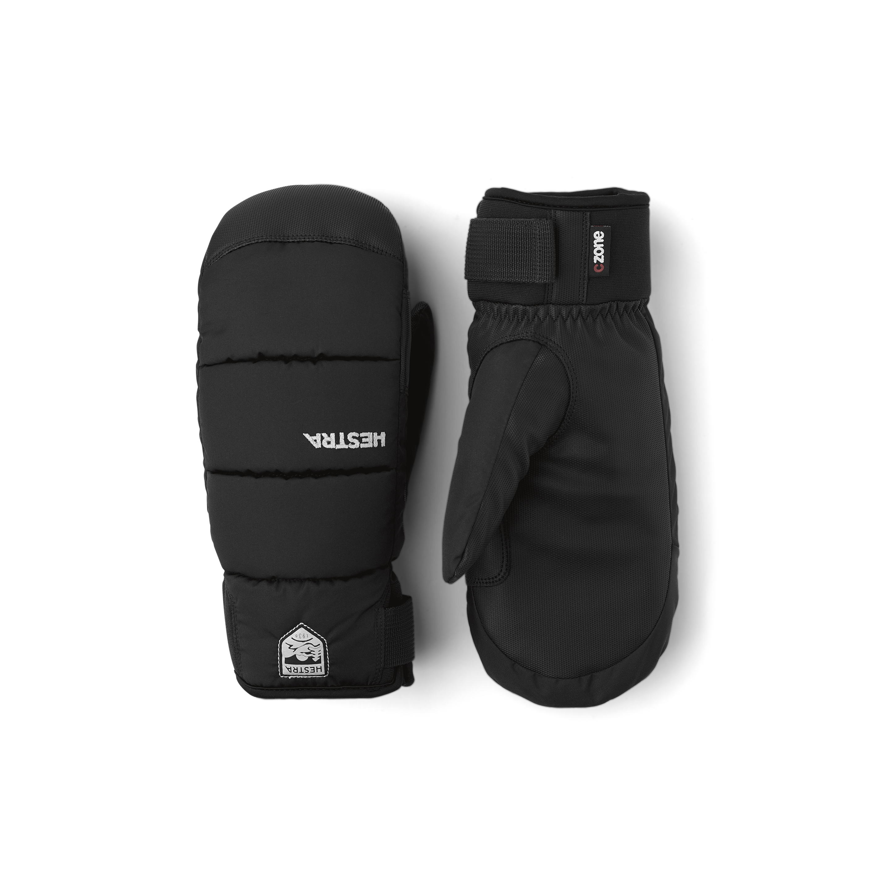 Svart tumhandske i tyg med svart innerhand i syntetmaterial